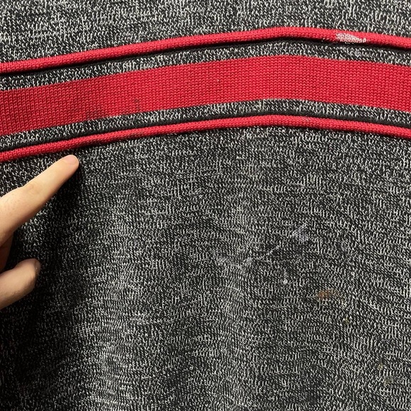 horizontal line pattern crewneck 90s vintage paint splatter sweater sweatshirt - Picture 3 of 8